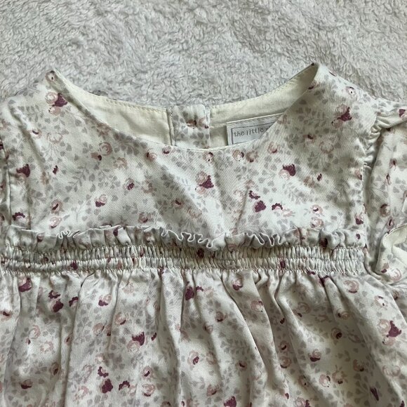 Little White Company Baby Dress 3-6M | Cream Floral Smocked GUC - Picture 4 of 16